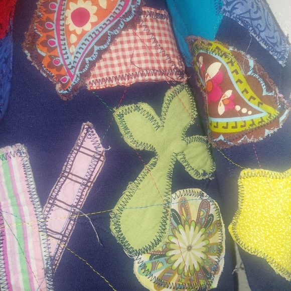 Vintage Hanes Handmade Patchwork Open Front Cardigan Size Large See Measurements - Picture 9 of 15